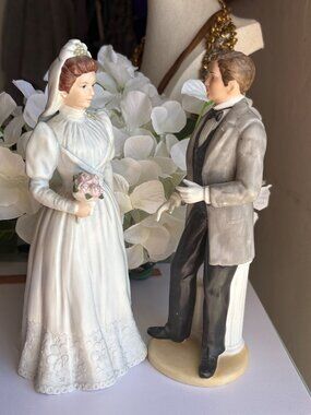Vintage Bride and Groom Wedding Figurines | Porcelain Bisque | Bridal Decor